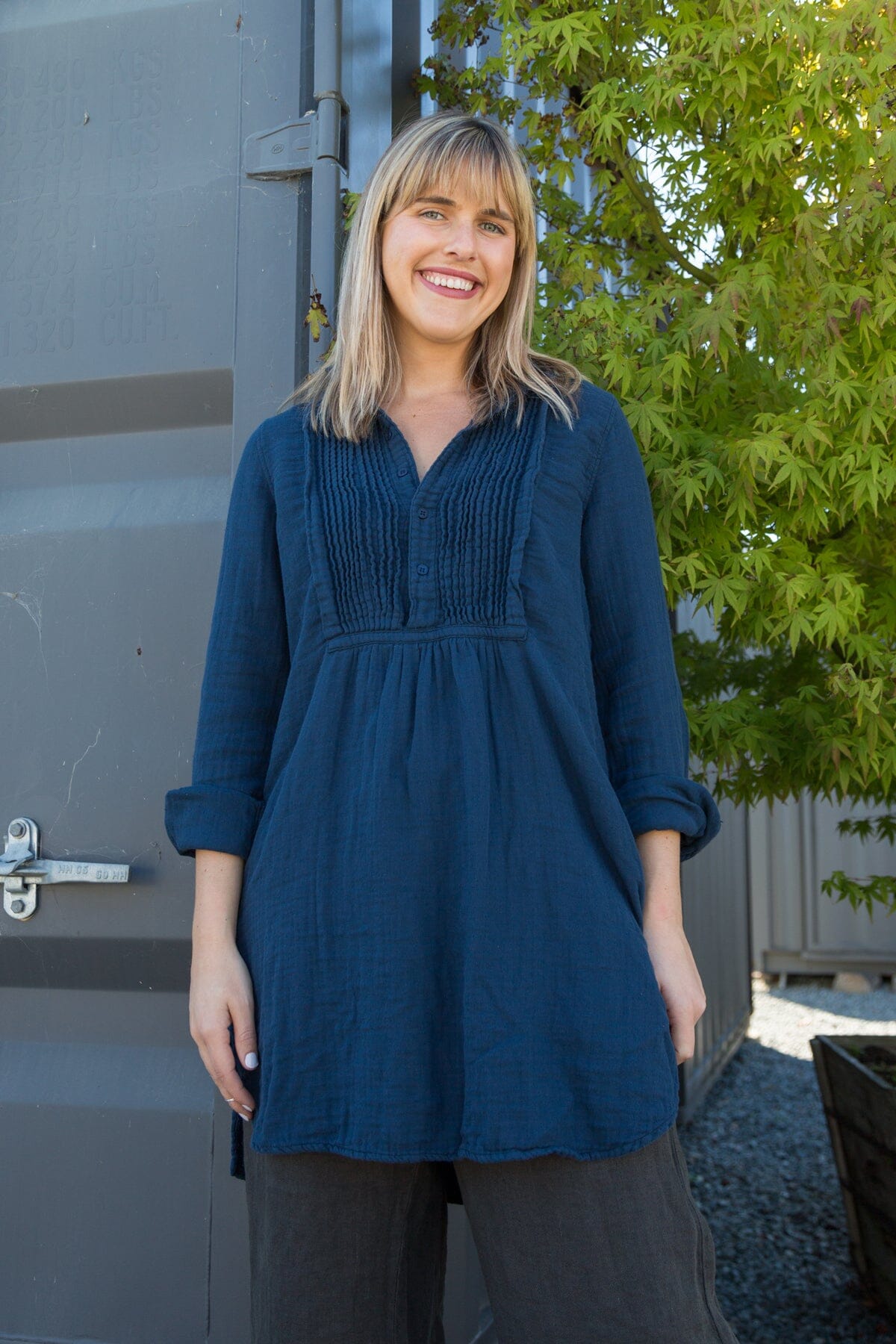 Annette - Double Cotton Gauze A20 - 034 CP Shades navy 034