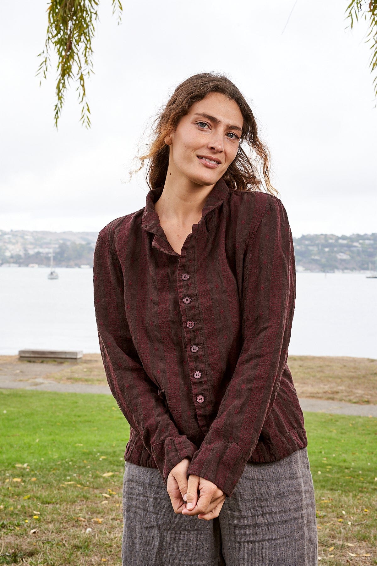 Dree Jacket - Linen Jacquard A50 - Linen Jacquard CP Shades chocolate 857