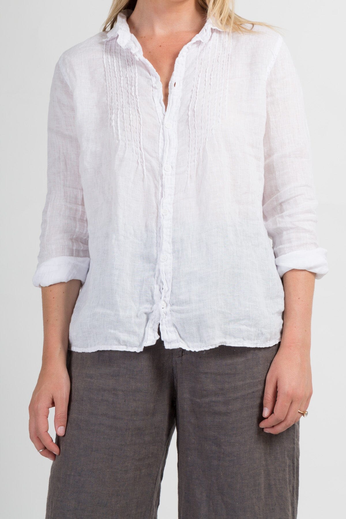 Julie - Linen S10 - White Linen Tops CP Shades white