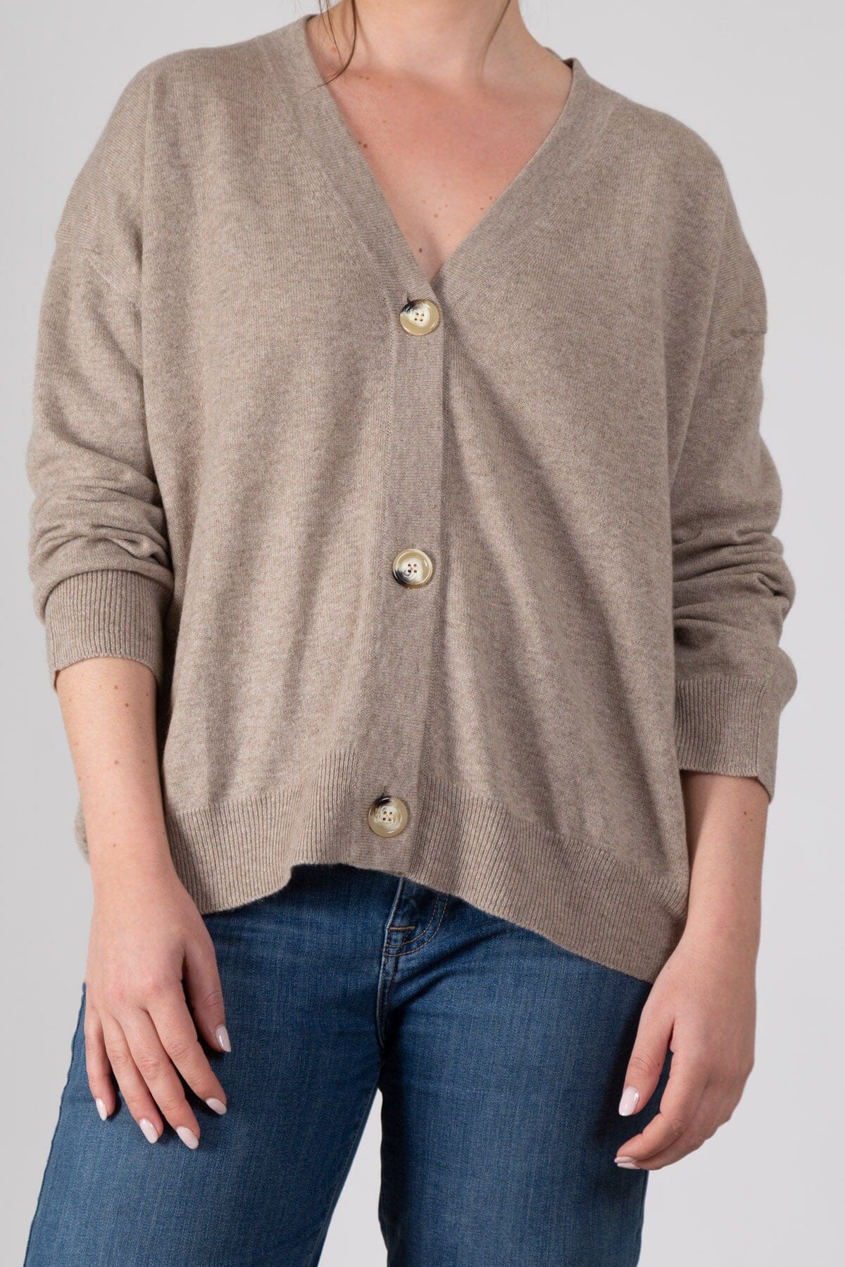 Lightweight Cardigan Sweater S30 - Spring Cashmere CP Shades natural dark