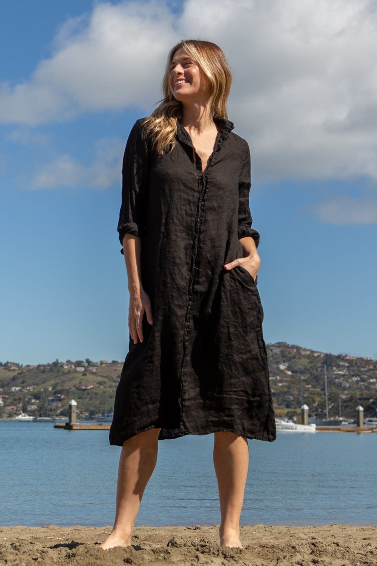 Maxi - Linen S50 - Linen Dresses CP Shades black