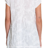 Regina Cap Sleeve - Embroidered Linen S10 - White Linen Tops CP Shades 