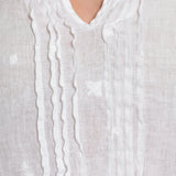 Regina Cap Sleeve - Embroidered Linen S10 - White Linen Tops CP Shades 