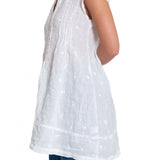 Regina Cap Sleeve - Embroidered Linen S10 - White Linen Tops CP Shades 