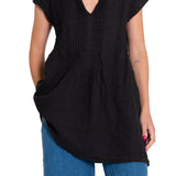 Regina Cap Sleeve S10 - Linen Tops CP Shades black
