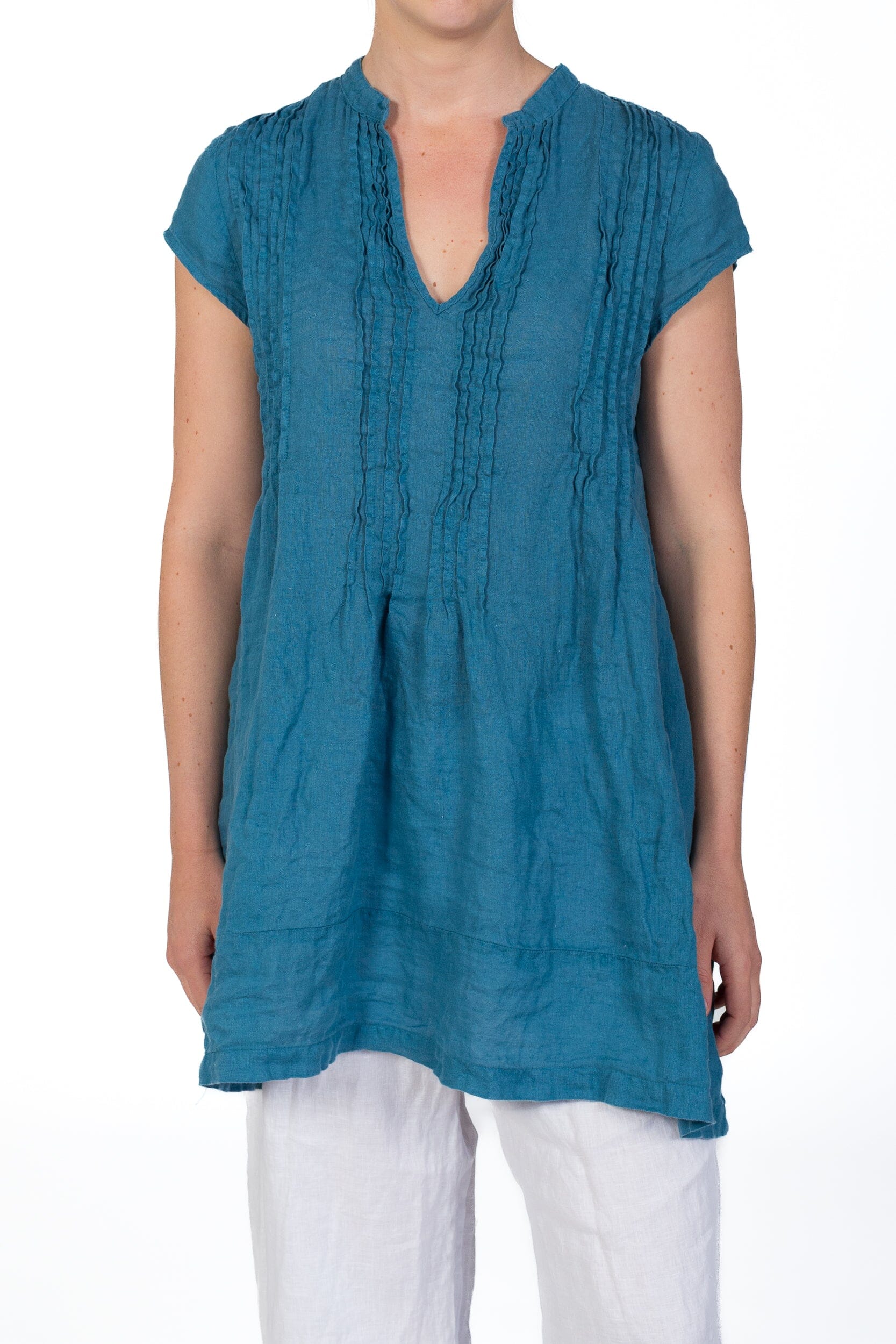 Regina Cap Sleeve S10 - Linen Tops CP Shades lagoon