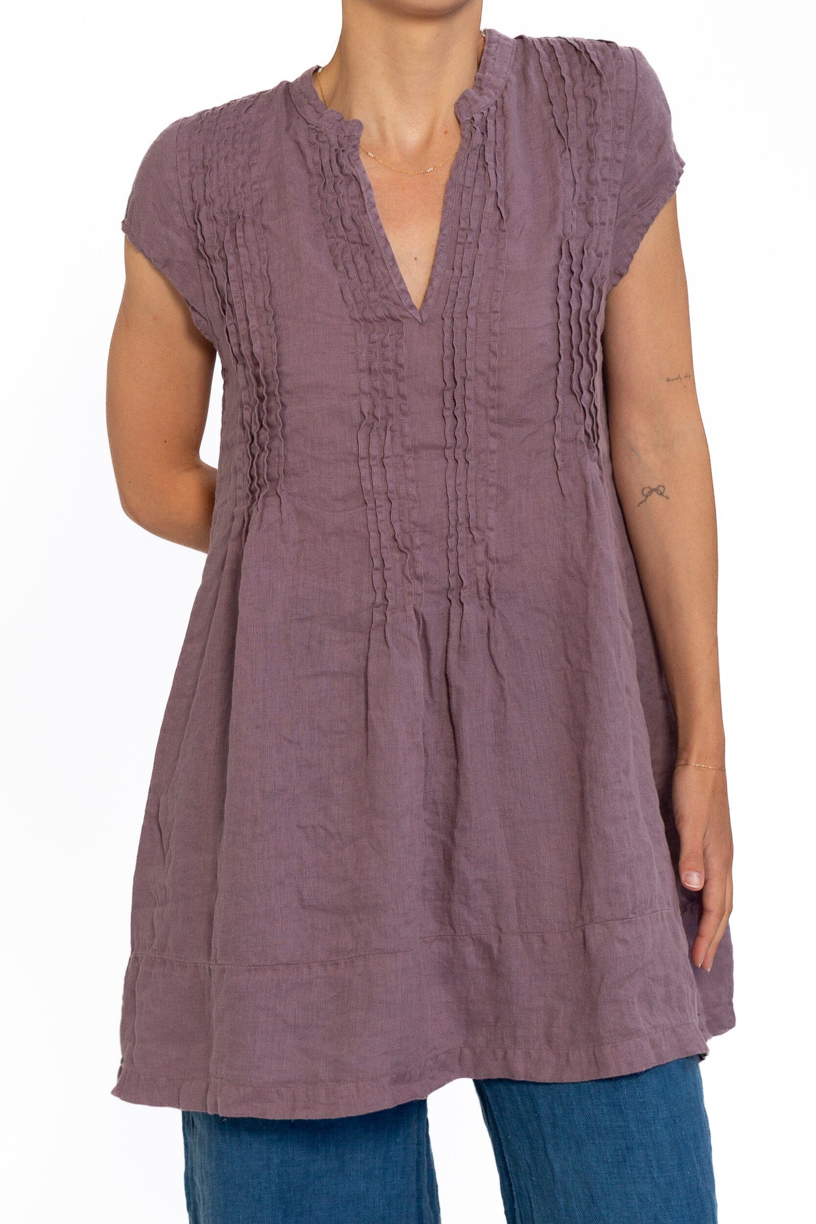 Regina Cap Sleeve S10 - Linen Tops CP Shades puce