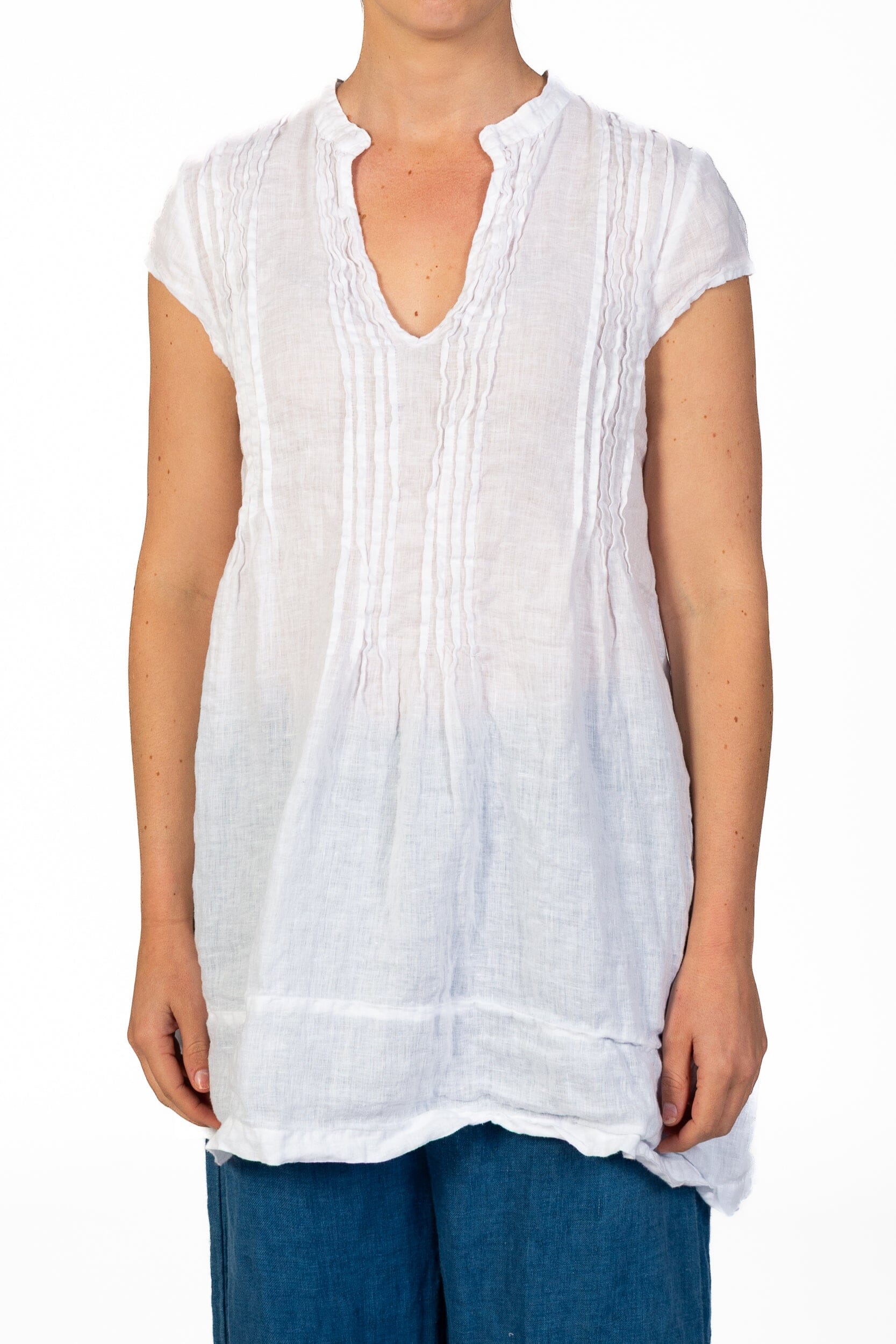 Regina Cap Sleeve S10 - Linen Tops CP Shades white