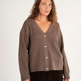 Rib Cardigan Sweater A70 - Fall Cashmere CP Shades Cedar Taupe