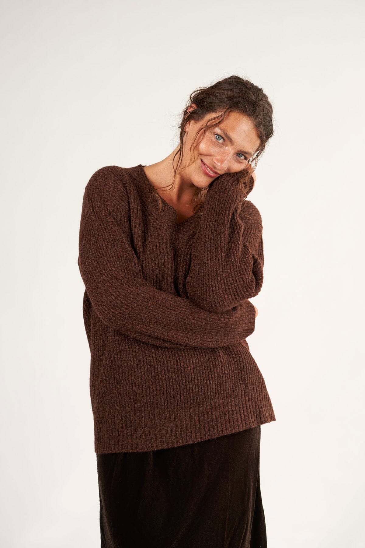 Rib V-Neck Sweater A70 - Fall Cashmere CP Shades 