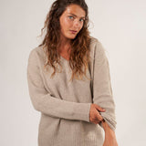 Rib V-Neck Sweater A70 - Fall Cashmere CP Shades Driftwood