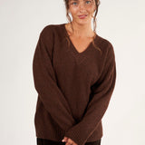 Rib V-Neck Sweater A70 - Fall Cashmere CP Shades Onyx Brown