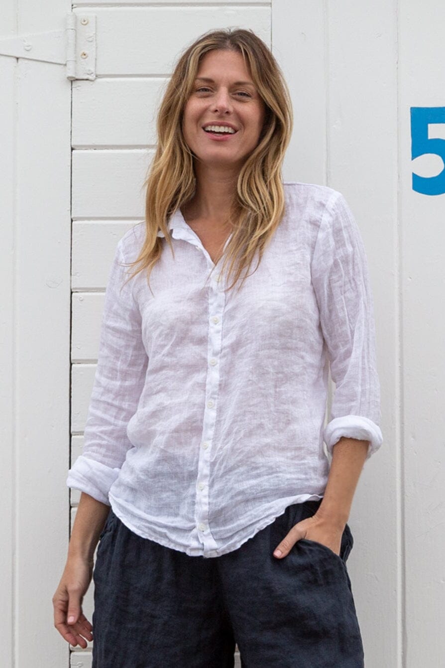 Romy - Linen S10 - White Linen Tops CP Shades white