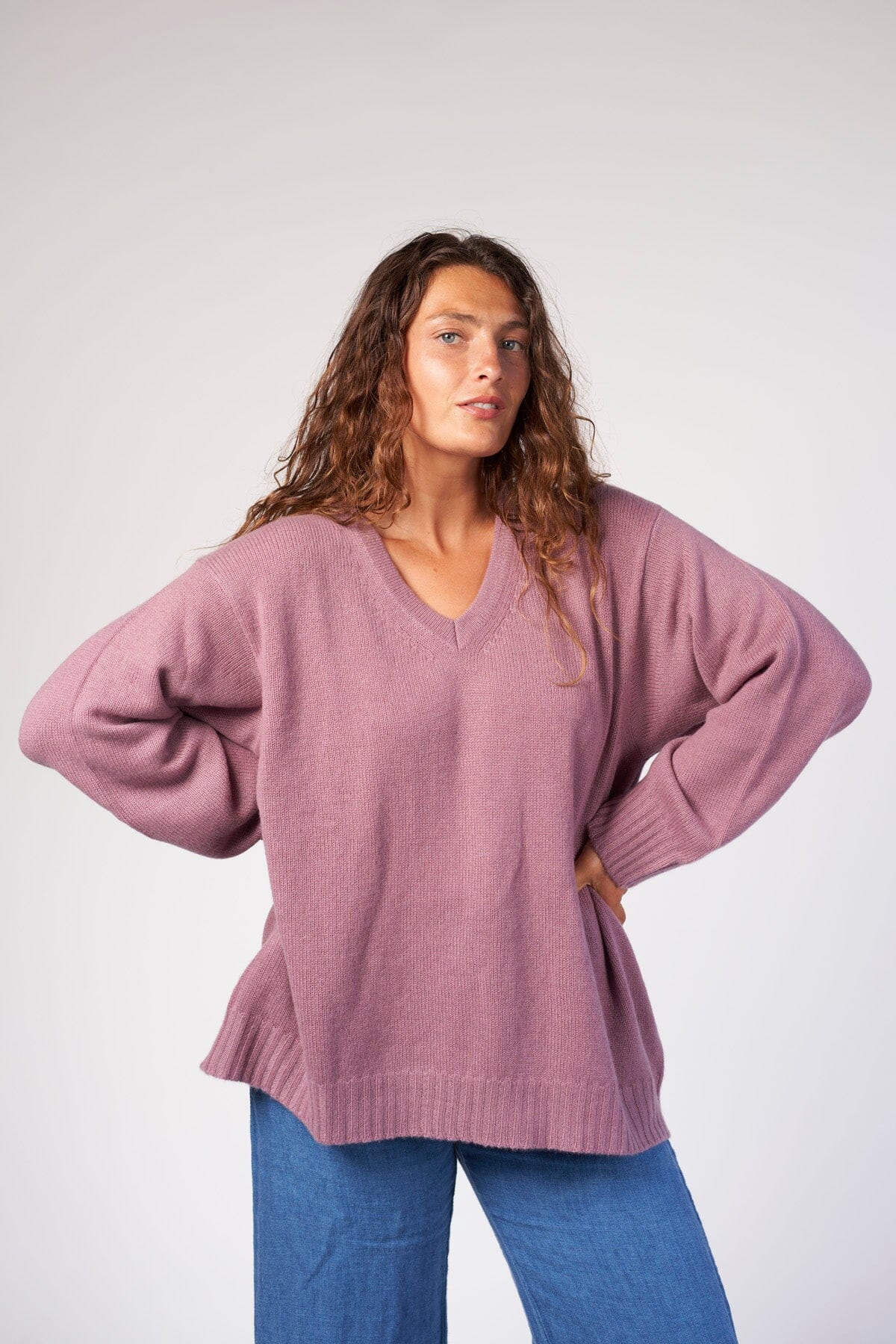 V-Neck Sweater A80 - Fall Cashmere CP Shades Sunset Mauve